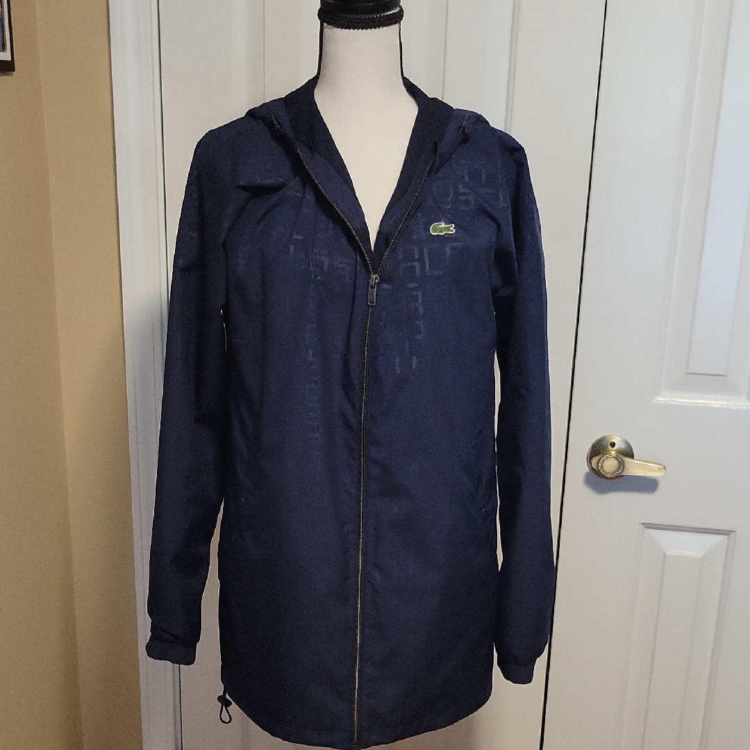 Lacoste Women's Blue Water Repellent Hooded Windbreaker Jacket. Size 34/ Small